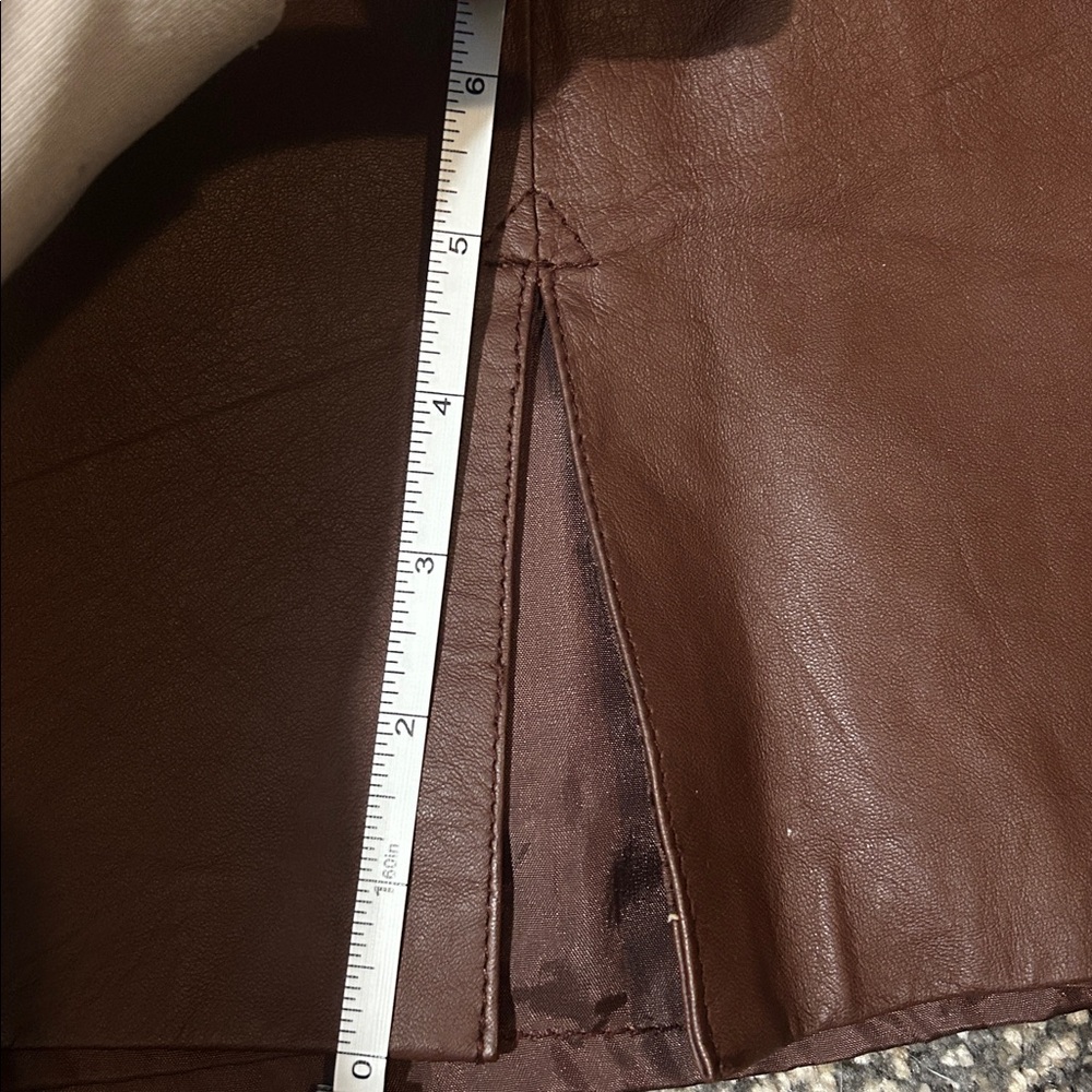 Chocolate Brown Leather Pencil Skirt | 6 - Picture 6 of 6